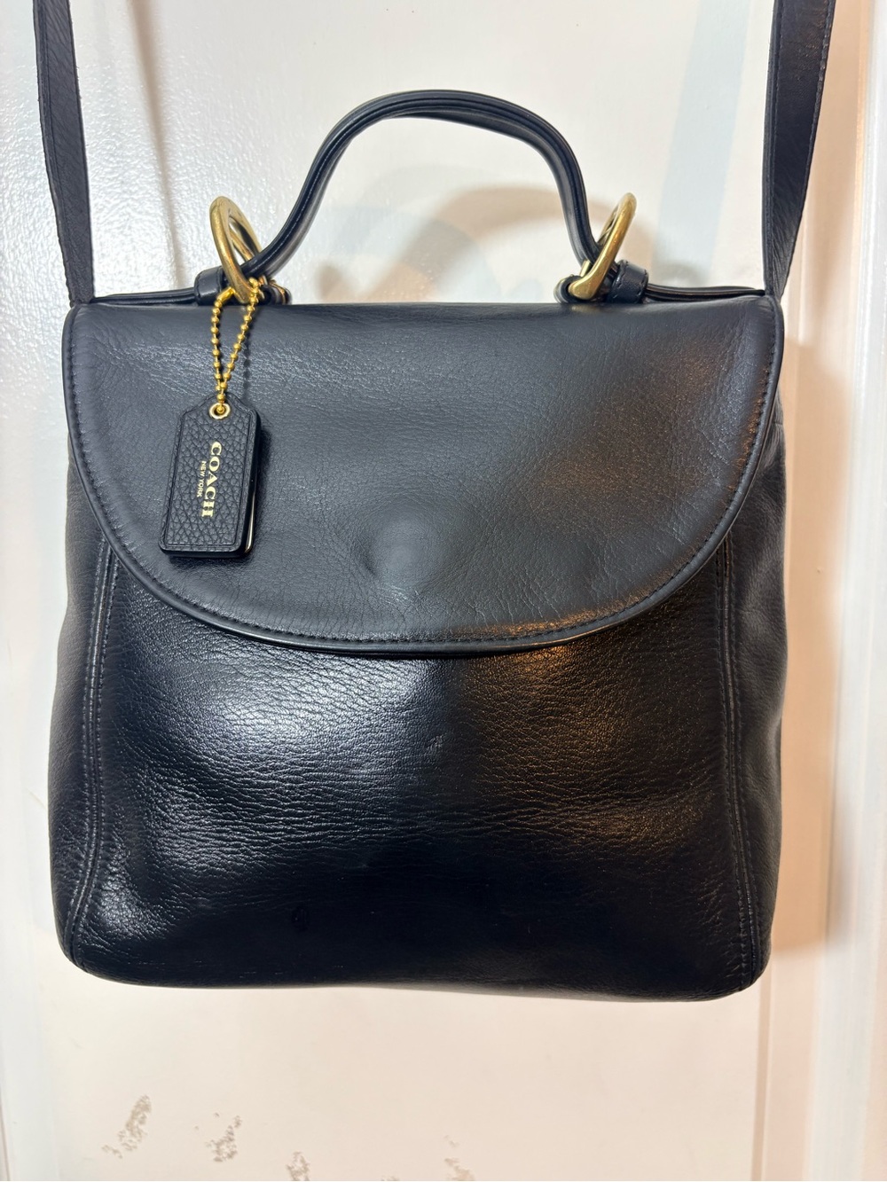 1996 Coach Soho Handle Bag 4158 Black Leather Top Handle Crossbody